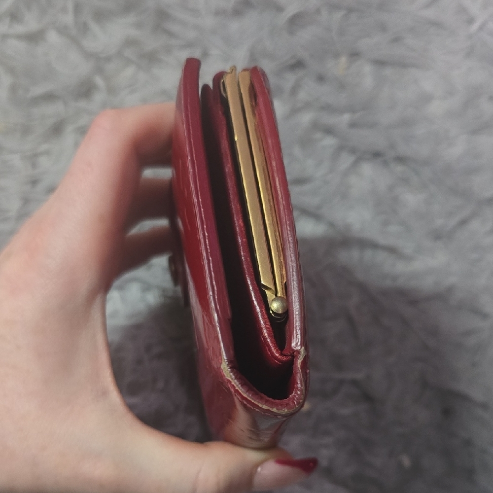 Louis Vuitton Monogram Vernis with Kiss lock Red Patent Small Wallet USED - Picture 4 of 13